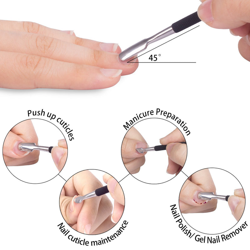 Cuticle Trimmer with Cuticle Pusher - Ejiubas Cuticle Remover Cuticle Nipper Professional Stainless Steel Cuticle Cutter Clipper Durable Pedicure Manicure Tools for Fingernails and Toenails Black Cuticle Nipper & Pusher