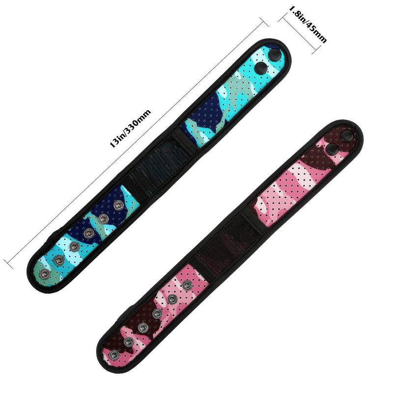 MoKo Sweatproof Ankle Strap Fit Fitbit Inspire/Inspire HR/Charge 2/Charge 3/Alta/Alta HR/Flex/Flex 2/Vivosmart HR, [2-Pack] Adjustable Fitness Tracker Ankle Band with Mesh Pouch - Blue + Pink Camouflage Blue + Camouflage Pink