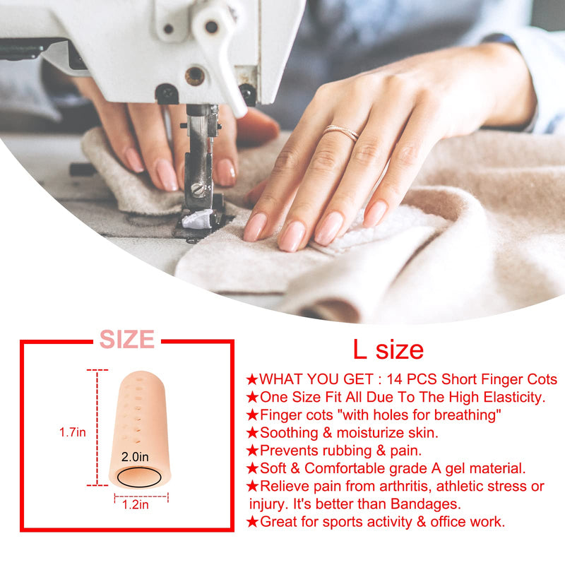 Gel Finger Cots (Breathable, Latex Free), Finger Protectors with Hole(14PCS), Silicone Finger Gloves, Finger Covers for Hand Eczema, Trigger Finger, Finger Cracking, Finger Arthritis, Reusable.