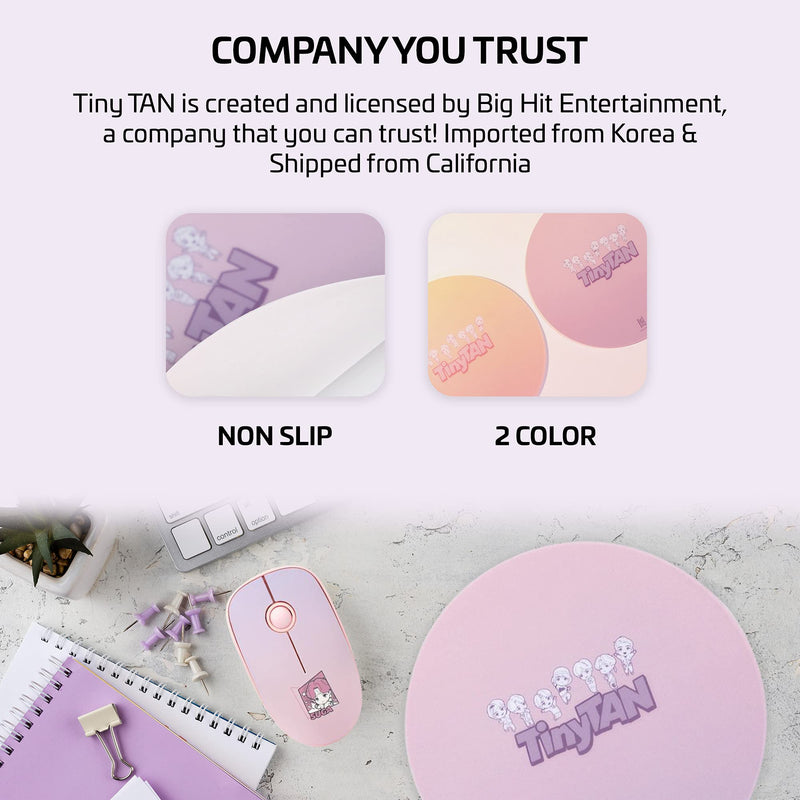 BTS Tiny Tan Bangtan Round Mouse Pads, Designed with All 7 BTS Members! (Purple) Purple