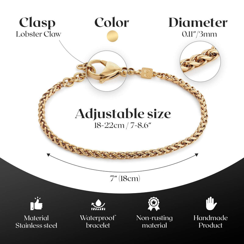Handmade Cuff Chain Bracelet For Men Made Of Gold Plated Over Stainless Steel By Galis Jewelry - Gold Bracelet For Men - Cuff bracelet For men - Jewelry For Men - FITS 7"-8" WRIST SIZE