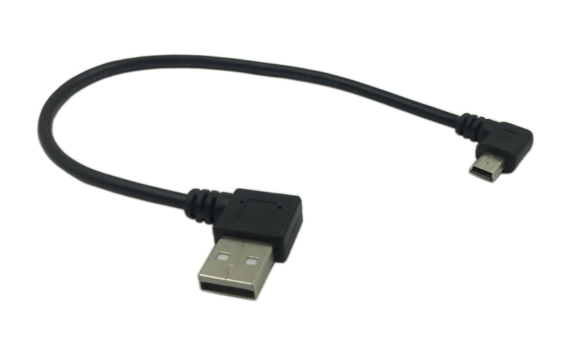 CERRXIAN 9Inch Mini USB Cable Combo Mini USB Left Angle Male to USB Type A 2.0 Left Angle Male Data Sync and Charge Cable (Black) (2-Pack) LL USB A left-mini usb left