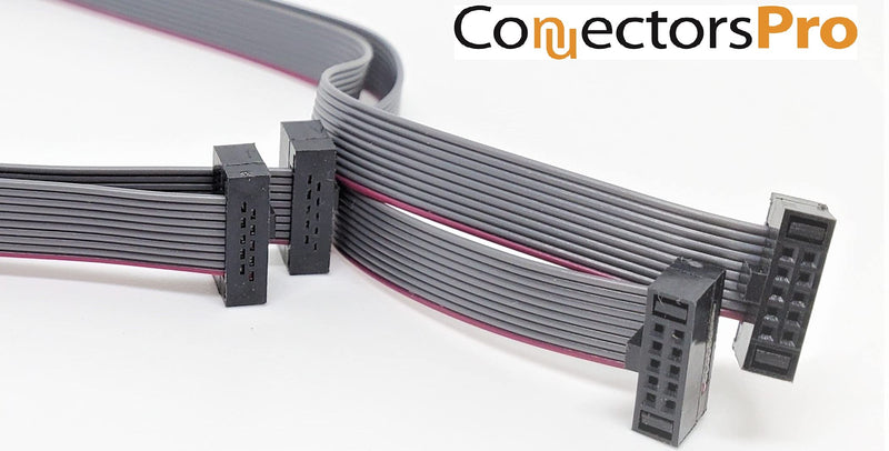Connectors Pro 2-Pack 15cm 6 Inches 1.27mm 0.05" 10P 2x5 F/F Mini Female IDC Connector on 0.0635mm 0.025" Pitch 10 IDC SWD Conductors 6â€ Length Flat Ribbon Cable (10P-FF-15cm-2PK) 10P-FF-15cm-2PK