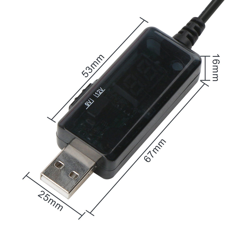 USB to 9v, 5v to 12v Step Up, DROK USB Cable DC 5V Boost to 9V 12V Voltage Converter 1A Step-up Volt Transformer Power Regulator Line with LED Display