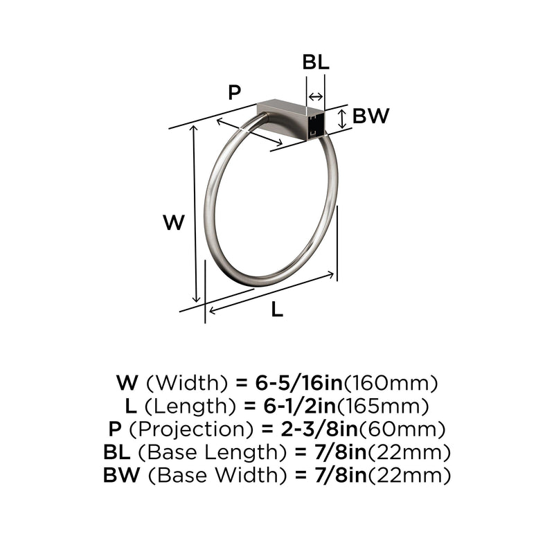 Amerock | Towel Ring | 6 1/2 inch (165 mm) | Satin Nickel | Monument | Towel Holder | Bath Hardware | Bathroom Accessories Brushed Nickel