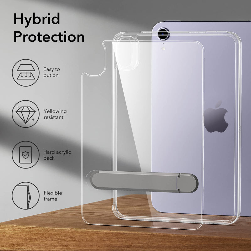 ESR for iPad Mini 6 Case, iPad Mini 6th Generation Case with Stand(8.3 inch, 2021), 3 Stand Modes, Slim and Light, Yellowing Resistant, Boost Kickstand Case, Clear