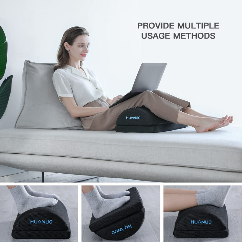 Foot Rest for Under Desk at Work, with 2 Optional Covers for Replacing, Double Layer Adjustable Foot Rest for Office, Home, Airplane, Travel, by HUANUO