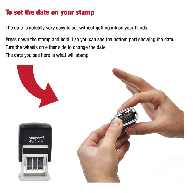 MaxMark Self-Inking Rubber Date Office Stamp with Received Phrase Blue Ink & Date RED Ink (Max Dater II), 12-Year Band
