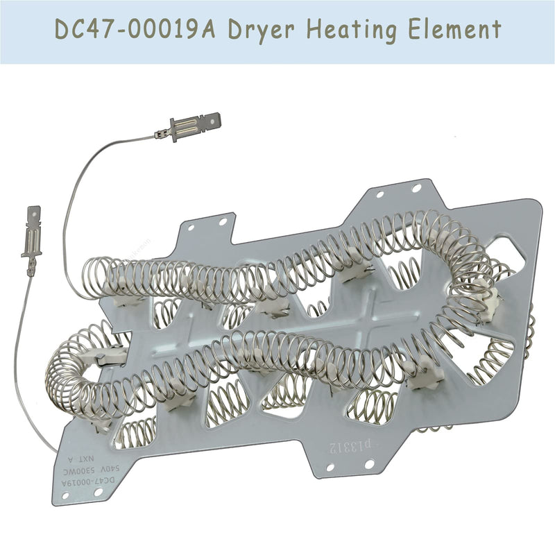 Dryer Heating Element（DC47-00019A）for Samsung, Thermal Fuse（ DC96-00887A and DC47-00016A), Thermostat （DC47-00018A ）Dryer Repair Kit Replacement, Figure 6 is the Compatible Model.