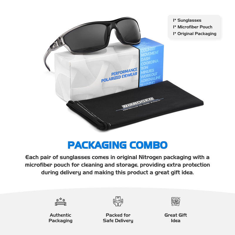 Polarized Wrap Around Sport Sunglasses for Men Women UV400 Sports Sun Glasses Crystal Gray | Smoke