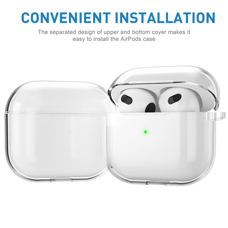 Valkit Compatible AirPods 3 Case, Clear Airpods 3rd Generation Case with Keychain Soft TPU Protective Shockproof Cover for Girls Women Men Compatible with Apple AirPods 3 Gen Case - Clear