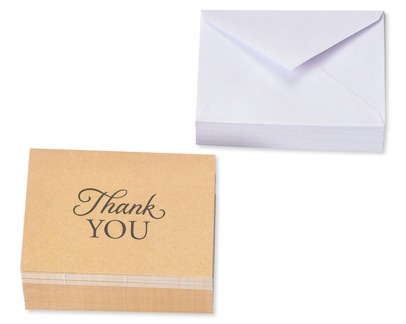 American Greetings Thank You Cards with Envelopes, Brown Kraft-Style (50-Count) Black Kraft Style 50-Count