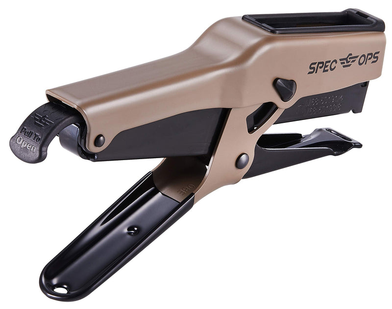 "Spec Ops Tools Elite Duty Packaging Plier Stapler, 7/16 Crown, 1/4"" - 3/8"" Leg Length Staples, 3% Donated to Veterans", black/tan
