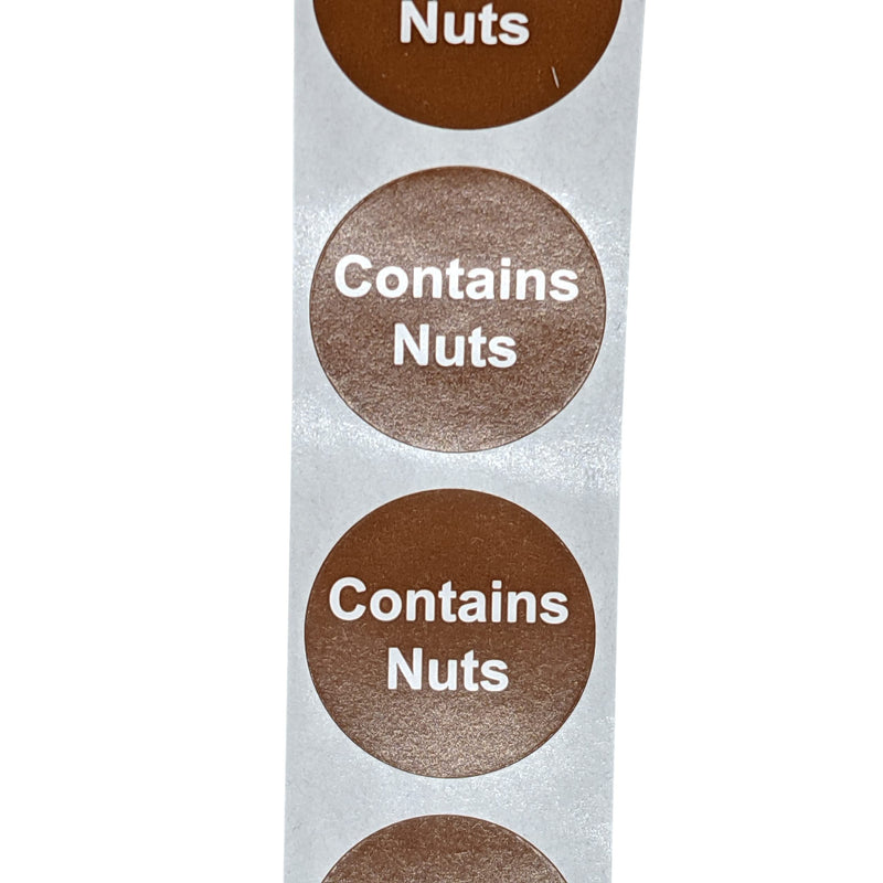 Contains Nuts Food Allergen Labeling Stickers, 1 Inch Round [500 Labels per Roll]