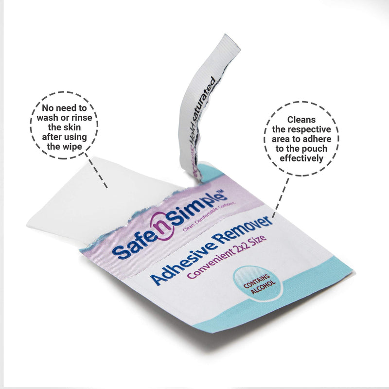 Safe n' Simple Adhesive Remover Wipes, Large, Individually Wrapped Wipes, 50 Count (Pack of 1)