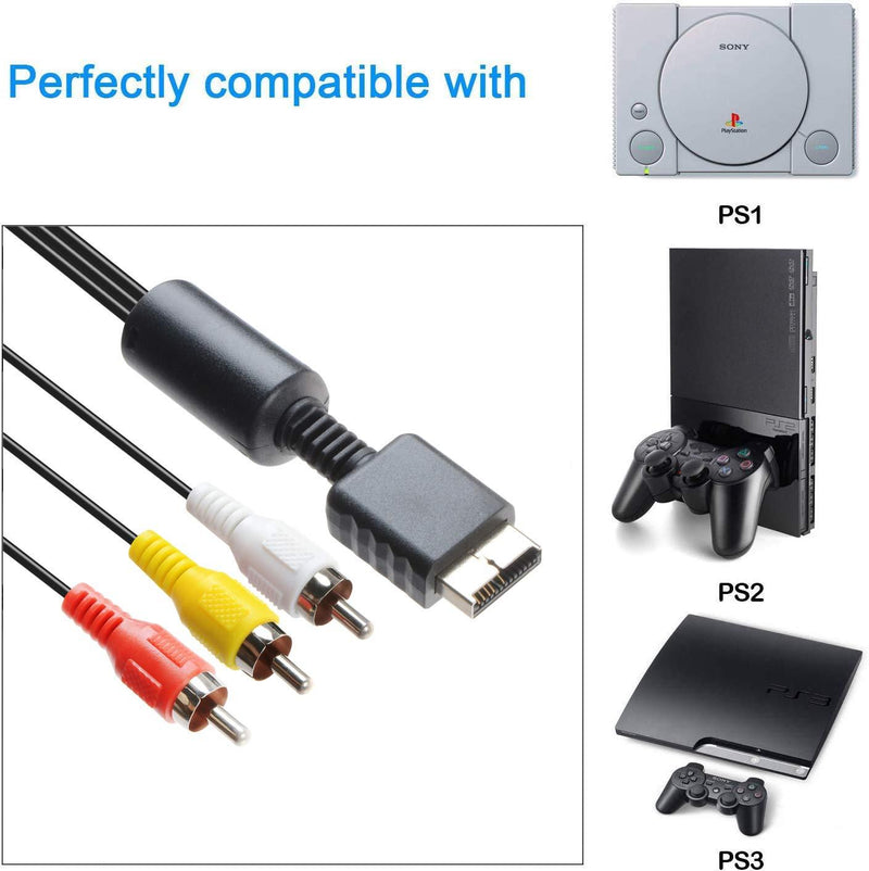 TENINYU Audio Video RCA Cable - Game Console Component Accessories Connection AV Cable for PS1 PS2 PS3 Playstation,6FT