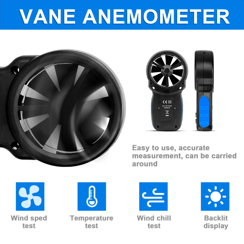 Anemometer Handheld,INFURIDER Wind Speed Meter Barometer,Wind Gauge with Wind Velocity/Temp/Altitude/Dew Point,Barometric Pressure Meter for HVAC Weather Collection（YF-866B-WM）