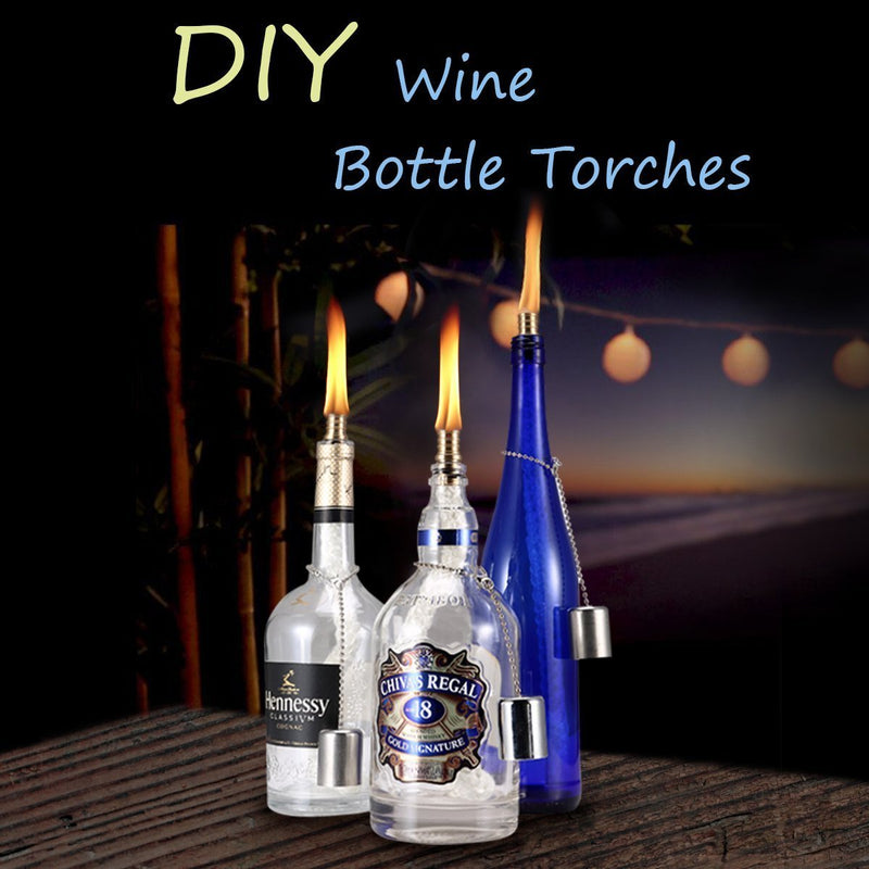 LANMU Wine Bottle Torch Wicks, Outdoor Patio Backyard Torches Lights, Oil Lamps Replacement Wick Hardware Kit, DIY Homemade Torch Decor (3 Pack) 3 Pack