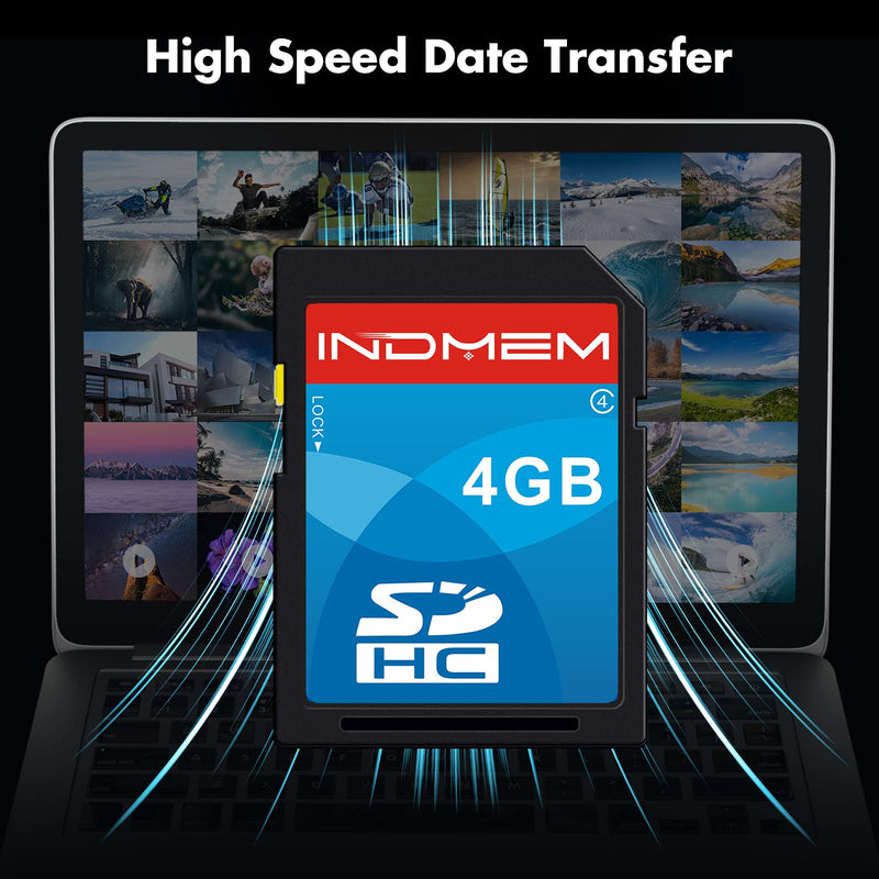 INDMEM SD Card 4GB SDHC Class 4 Flash Memory Card 4 GB Digital Camera Cards 2 Packs 2 Pack