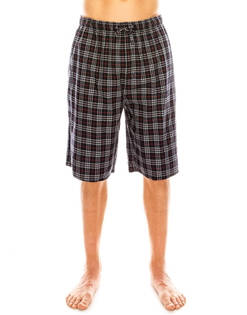 TINFL Cotton Short Lounge Pants for Men - 100% Woven Soft Plaid Check Lounger Sleeping Pajama Pants with Pockets Large C-sb002-darkgrey