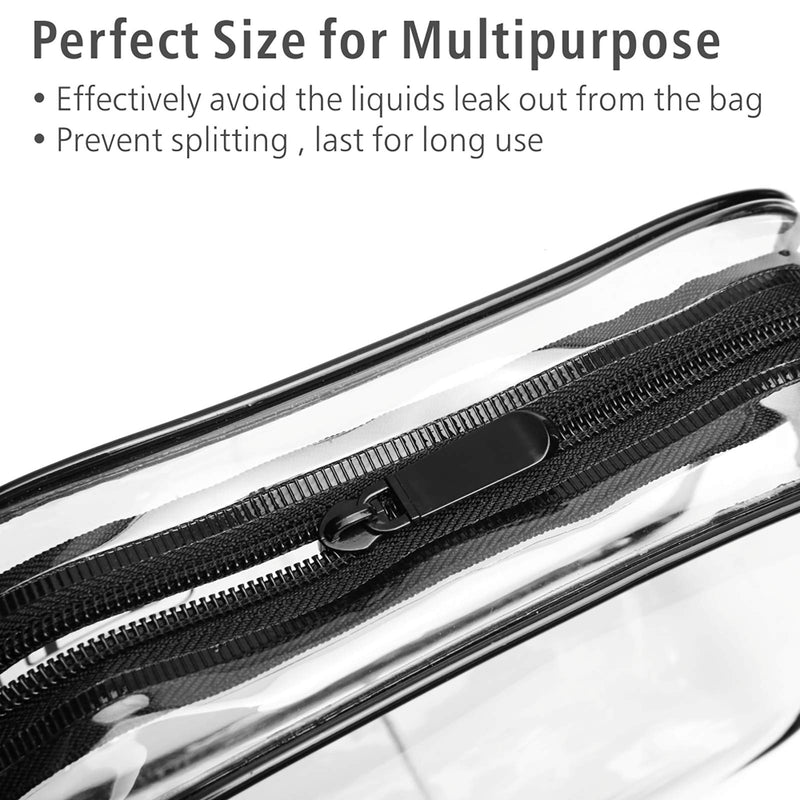 Clear Toiletry Bag, Packism 3 Pack TSA Approved Toiletry Bag Quart Size Bag, Travel Makeup Cosmetic Bag for Women Men, Carry on Airport Airline Compliant Bag Black