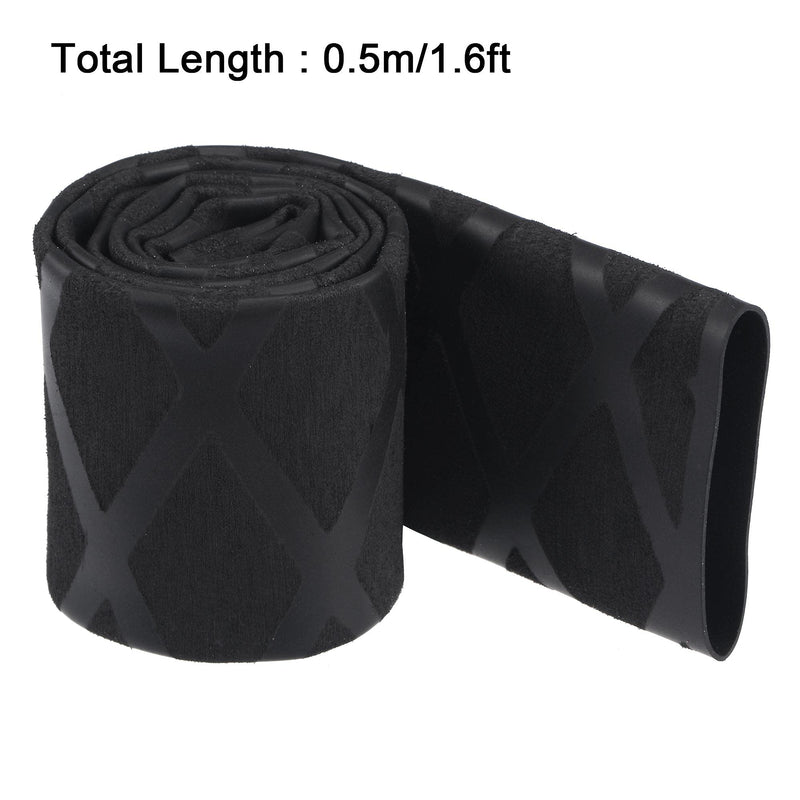sourcing map Heat Shrink Tubing 25mm Diameter 42mm Flat 1.6ft 2:1 Ratio Black