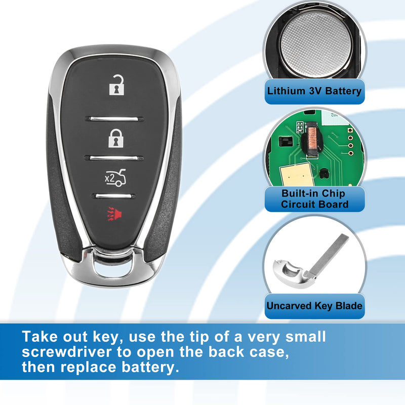X AUTOHAUX 4 Button Car Keyless Entry Remote Control Replacement Key Fob Proximity Smart Fob HYQ4EA for Chevy Malibu 2016-2018 433MHz 46 Chip