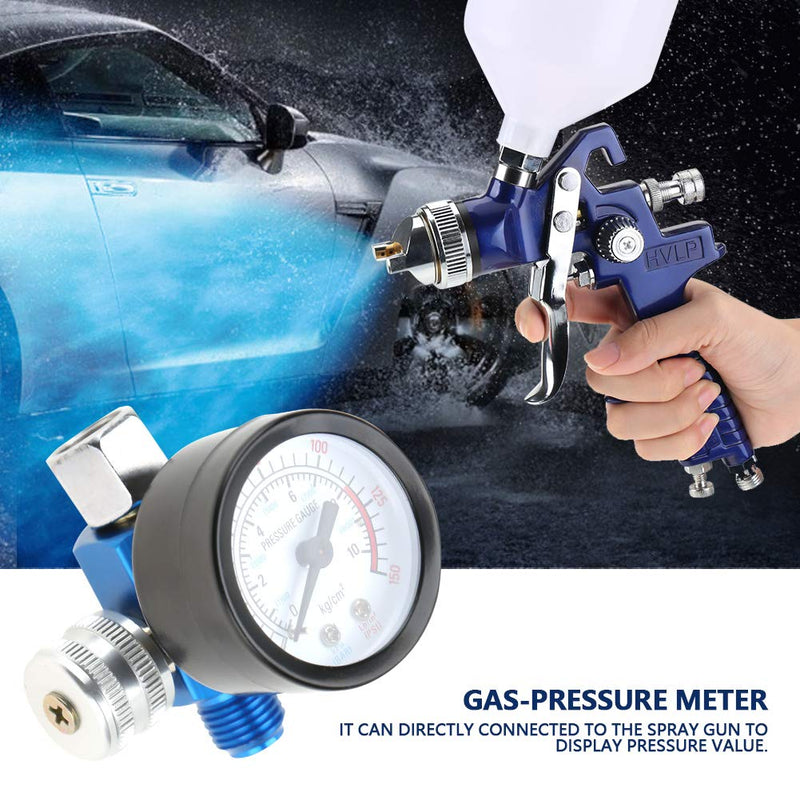 Akozon Air Pressure Regulator, 1/4 Spray Gun Air Pressure Regulator Pressure Gauge Pneumatic Tool Accessories