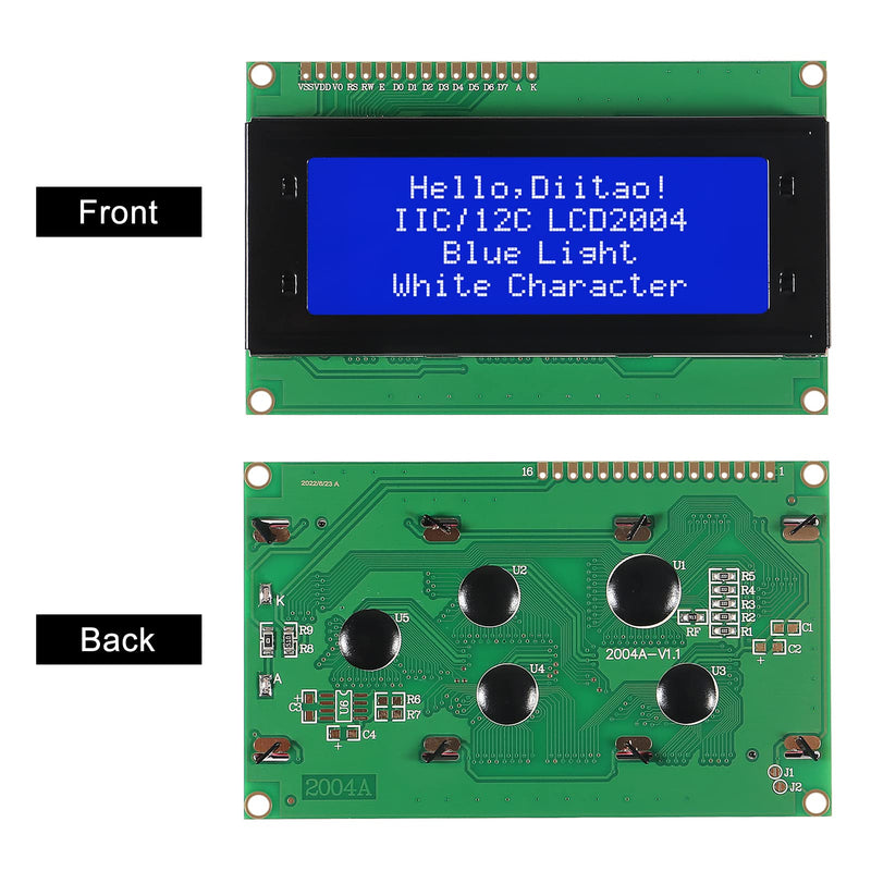 Diitao 2Set LCD 2004 Module,IIC I2C TWI Serial 20x4 LCD Module with I2C Interface Adapter Blue Backlight (20x4 I2C LCD) 20x4 I2C LCD