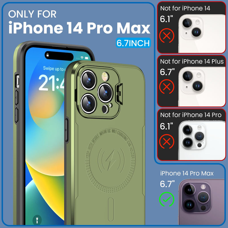 ICREEFUN for iPhone 14 Pro Max Case with Camera Cover [12FT Military Grade Shockproof] [Anti-Scratch& Anti-Fingerprint] iPhone Case for iPhone 14 Pro Max Case 5G 6.7 Inch Green