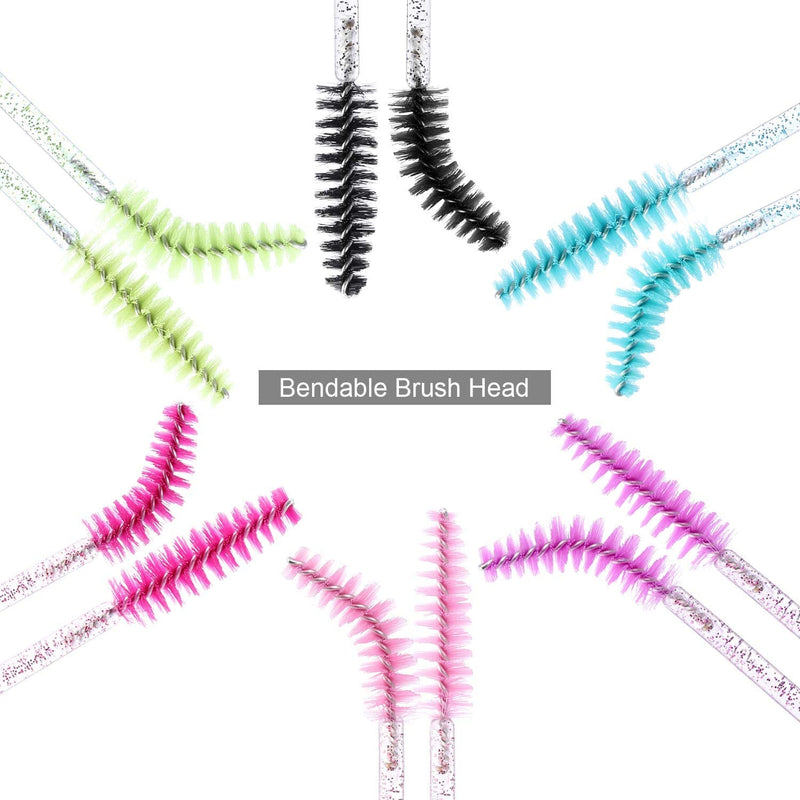 300 Disposable Mascara Wands Eyelash Brush Spoolies for Eye Lash Extension, Eyebrow and Makeup Crystal Tbestmax 01 Multi-colored