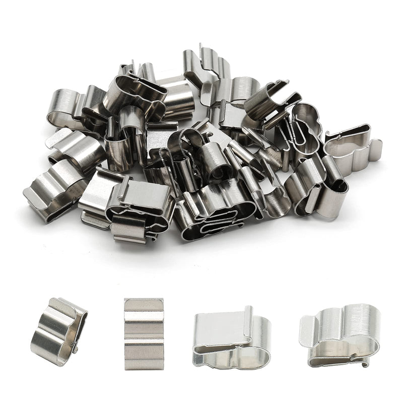 Qjaiune 50Pcs Trailer Frame Wire Clips, 19mm Length Solar Panel Wire Clips, 304 Stainless Steel Cable Clamps Double-Wire Clips for PV Wiring Boat Cable 19mm Double Wire (50Pcs)