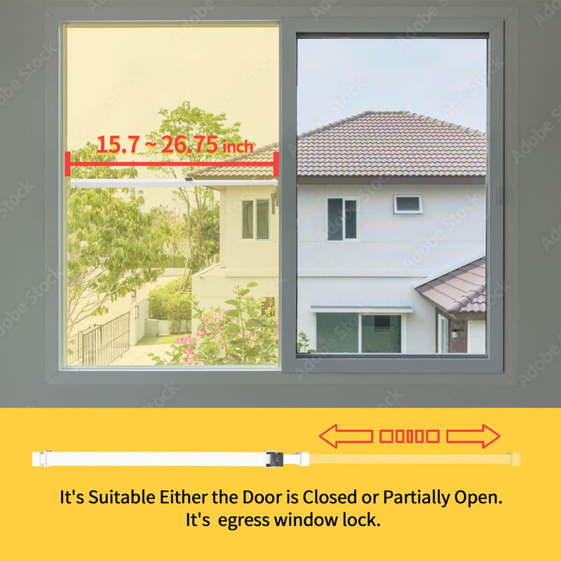 Greatim GT-DB004 Home Security Window Bar, Egress Window Lock, Vertical Bar for Window Dowel Security (15.7~26.75 inch) 15.7~26.75 inch