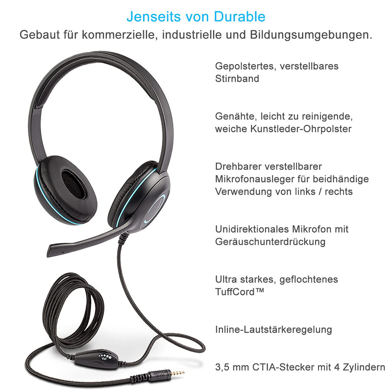 Cyber Acoustics Stereo PC Headset, 3.5mm Connection, in-line Control for Volume, Noise Cancelling Mic & Adjustable Mic Boom for PC, Mac & Tablets, Perfect for Classroom, Home or Office (AC-5002A) 1 Unit