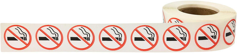 No Smoking Circle Stickers, 3/4 Inch Round, 500 Labels on a Roll