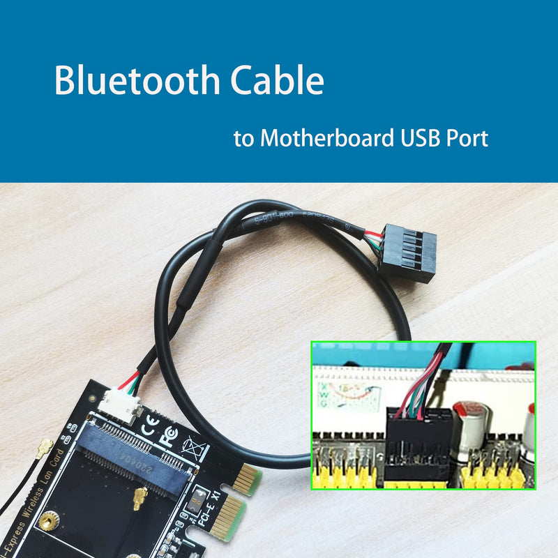 GLOTRENDS Mini PCIe Wireless PCIE Adapter with SMA Antenna for Half High Mini PCIe Wireless Network Card (Not Include Wireless Network Card )
