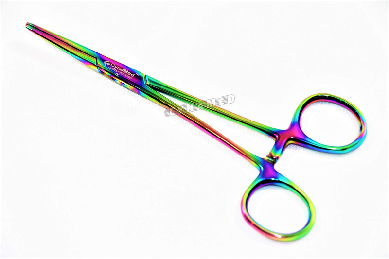 Premium 1 Each 5.5" Straight Hemostat Forceps Locking Clamps Stainless Steel Set-Multi Rainbow Color