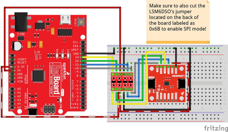SparkFun 6 Degrees of Freedom Breakout - LSM6DSO (Qwiic) - Sense Shocks Tilt Motion Taps Count Steps Read Temperature 1.71V to 3.6V Operating Voltage Low Power Consumption Small Board