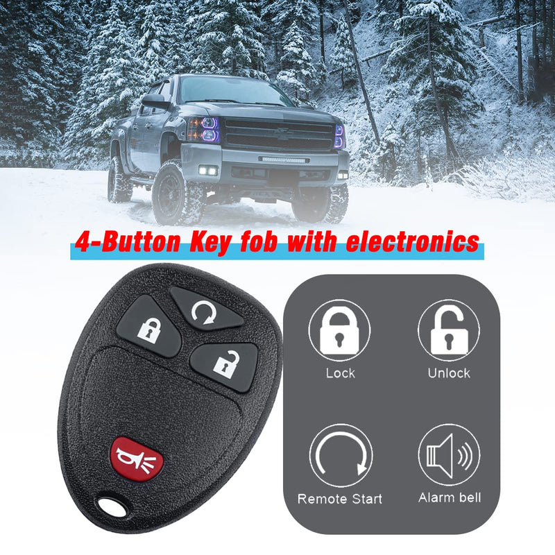 Car Key Fob Keyless Entry Remote Compatible with GMC Sierra Acadia, Chevy Silverado Avalanche Equinox Traverse, Pontiac Torrent, Saturn Outlook Vue, Remote Start Replacement for OUC60270, OUC60221