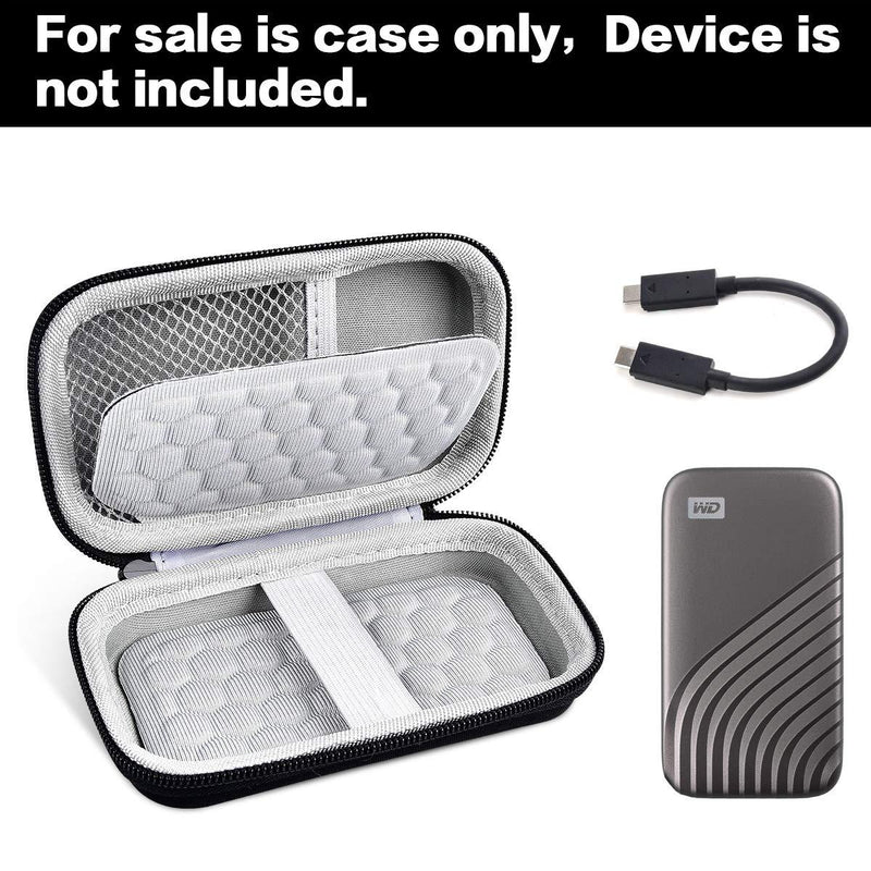Case Compatible for WD 1TB 2TB 500GB My Passport SSD External Portable Drive, Carrying Storage Holder Bag Also fits for USB Cables( Case Only)
