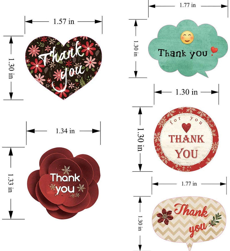 Thank You Stickers, Unique Design Labels,500pcs Adhesive Label Stickers,5 Decorative Sealing Labels Coated Paper Adhesive Stickers for Weddings Birthday Business Christmas Gifts (NO-1) NO-1