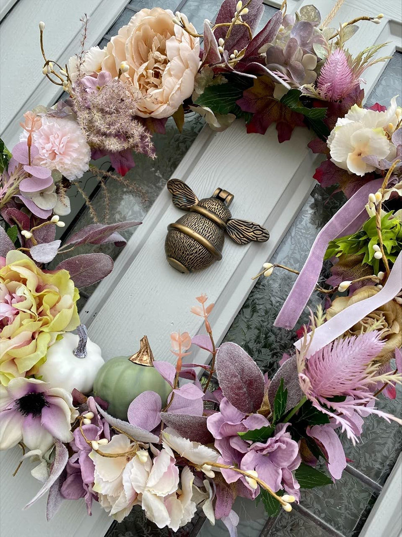 Bee Door Knocker for Front Door | Polished Solid Brass Bee | Brass Knockers with Strike Plate | UPVC | Bumblebee Front Door Furniture with a Unique Design (Antique Brass) Antique Brass