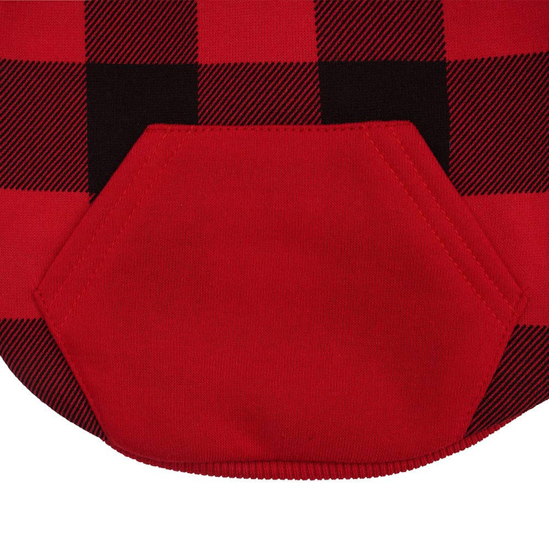 Plaid Dog Hoodie Pet Clothes Sweaters with Hat X-Small (Pack of 1) Red