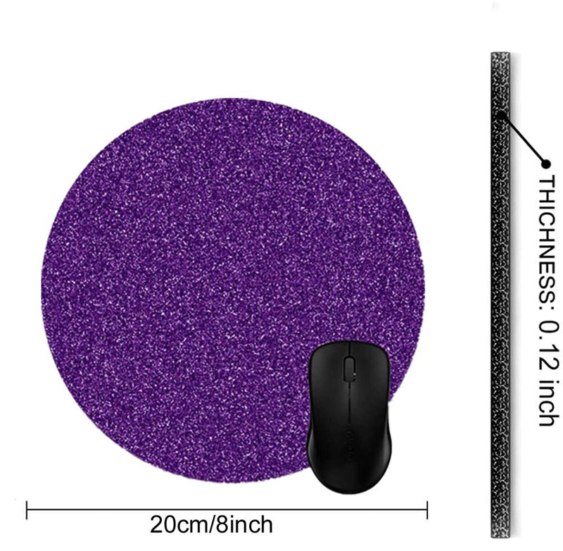 Purple Glitter Texture Mouse Pads Stylish Office Computer Accessory 8in