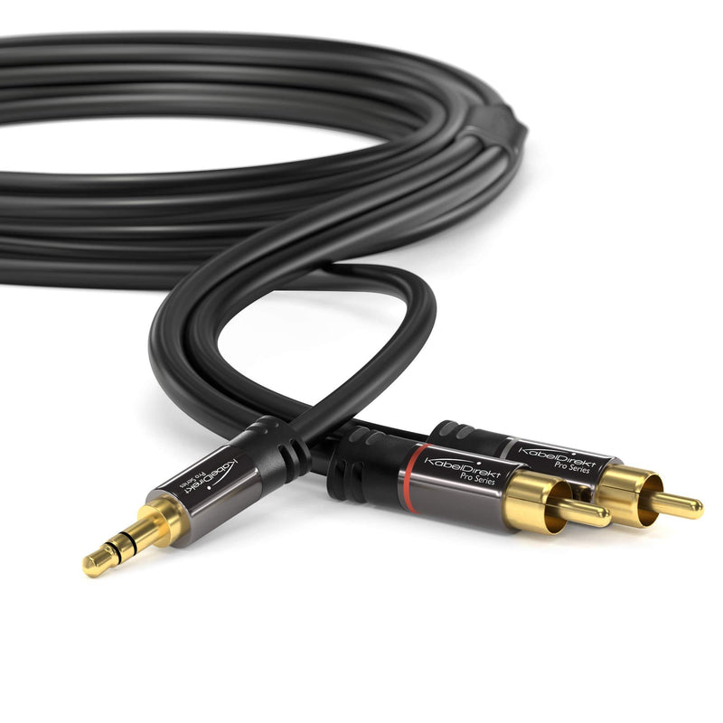 KabelDirekt â€“ 3.5mm to RCA Splitter Cable, Cord (6 feet Short, 3.5mm Aux to 2 RCA Male Audio & Auxiliary Cable, Double-Shielded, Pro Series) Supports (Hi-Fi, Stereo, Phone, iPod) 6 feet