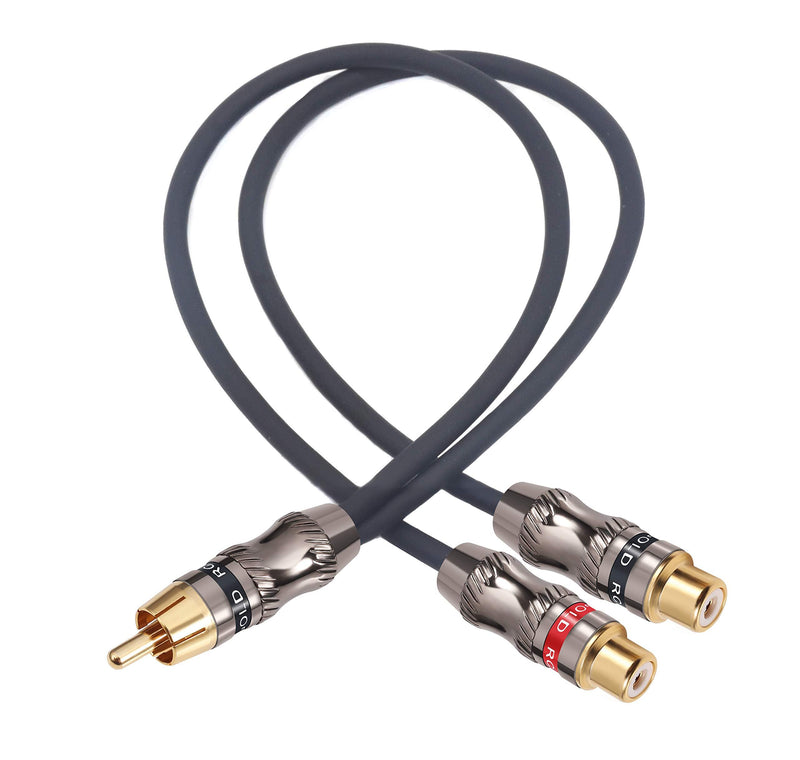 Devinal RCA Splitter, RCA 1 Male to 2 Female Cable Adapter, Stereo Audio RCA Y-Cable Heavy Duty, subwoofer Splitter Gold Plated 10" (25 cm) M-2F