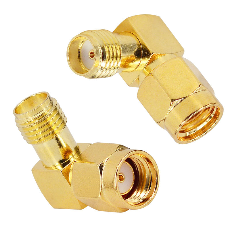 BOOBRIE SMA Female to RP SMA Male 90-Degree Adapter 2PCS