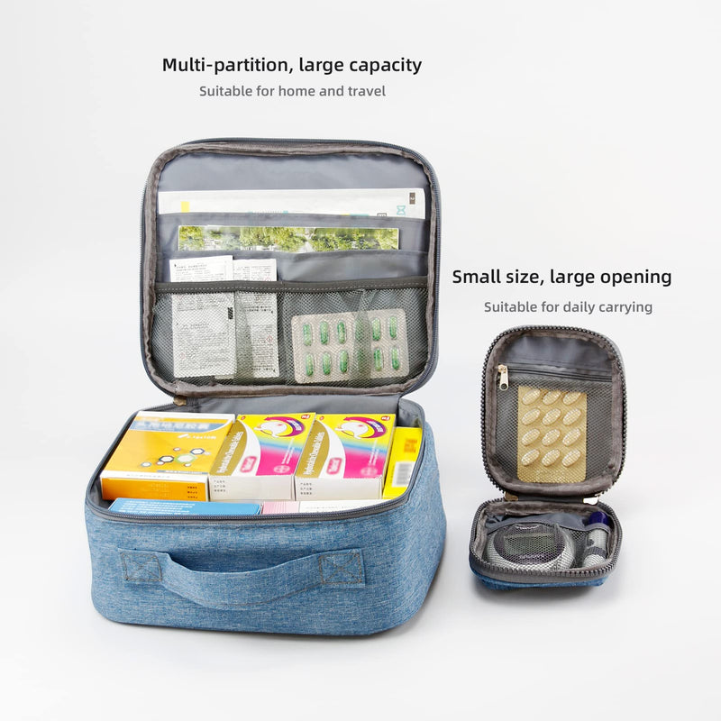 TOPASION First Aid Bags Empty, Travel Medicine Bag, Medical Supplies Organizer Bag, Portable Kit for Traveling, Car, Home, Camping, Office, Hiking, Outdoor (Cationic Sky Blue) Cationic Sky Blue