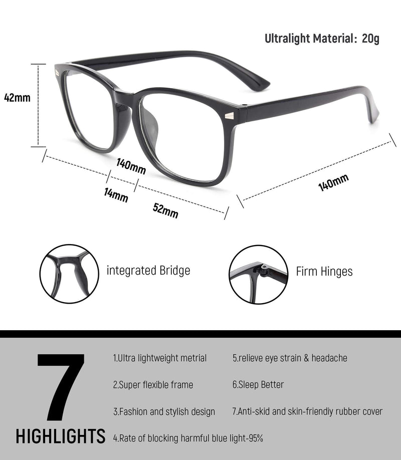 MIGSIR 6 Pack Blue Light Blocking Glasses for Computer Gaming, Fashion Fake Anti Eye Strain Eyeglasses for Women Men 6 Pack Mix