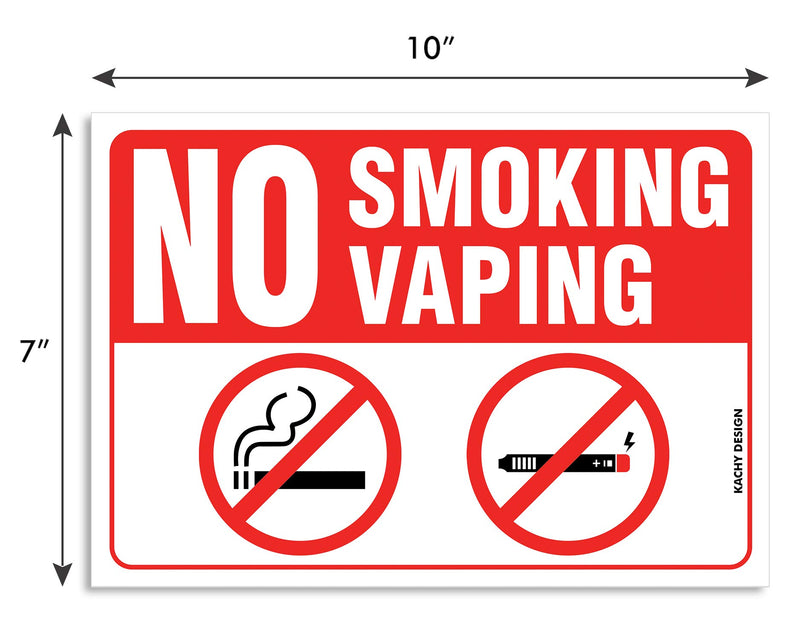 (Set of 2) No Smoking/Vaping Sign - 10" x 7" 4 Mil Vinyl - Laminated for Ultimate Protection & Durability - Self Adhesive Decal - UV Protected & Weatherproof - Heavy Duty